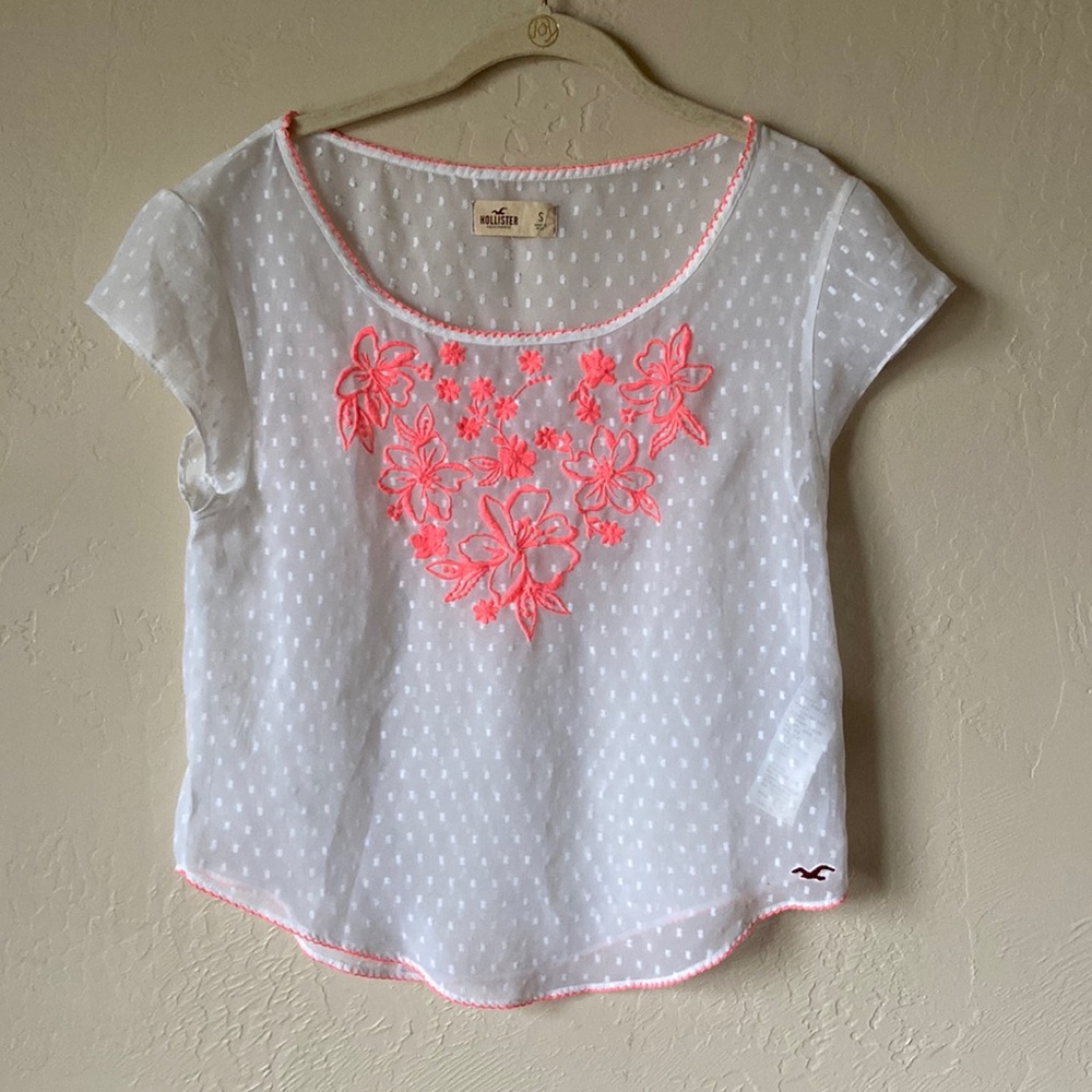 Sheer embroidered Y2K Hollister top